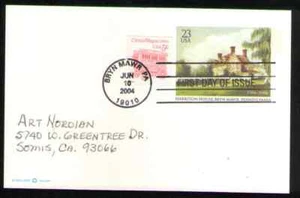 US. UX406. 23c. Harriton House, Bryn Mawr, Pennsylvania. FDC Addressed. 2004 - Picture 1 of 1