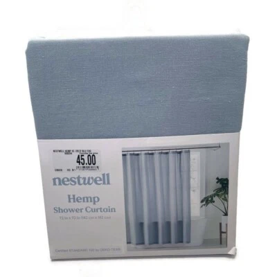Nestwell Hemp Shower Curtain 72 In X 72 In Blue - Image 1 of 4