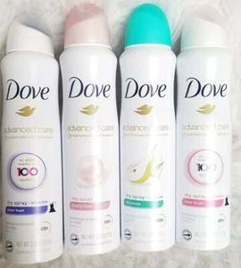 Four(4) Variety Pack Dove Advanced Care Dry Spray Antiperspirant Deodorant 3.8oz - Picture 1 of 5