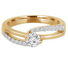 0.67 CT Round VS1 F Diamond Pave Engagement Ring 14K Yellow Gold