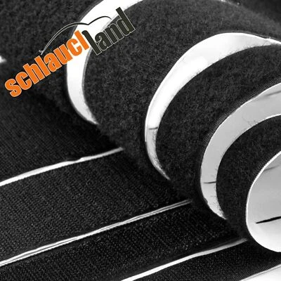 SCHLAUCHLAND Klettband PRO-HX schwarz Klettverschluss selbstklebend Hakenband Flauschband