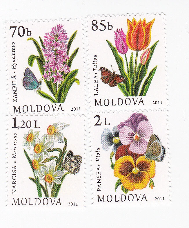 Moldavia, 2011, Flores, Juego de 4 V, MNH Foto 1 de 1
