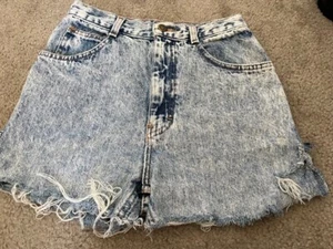 Vtg 80s Juniors 7 Size Small No Excuses Distressed Acid Wash Booty Denim Shorts - Picture 1 of 8