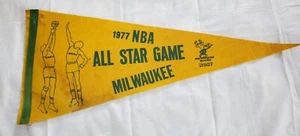 Vintage 70s 1977 NBA All Star Game Full Size Felt Pennant Banner Milwaukee Bucks - Picture 1 of 9