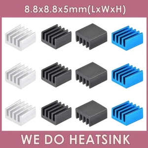8.8x8.8x5mm With or Without Tape Small Tiny Silver / Black / Blue Heatsink - Picture 1 of 23