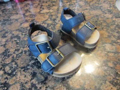 Новые без ценников детские сандалии для девочек с пряжками ДЕТСКИЕ размер 3-6 месяцев темно-синие - Изображение 1 из 4