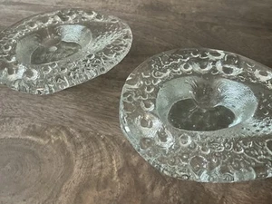 2 Vintage Blenko Glass Iceberg Candlestick Candle Holders - Picture 1 of 6