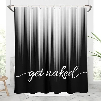 Cortina de Ducha Blanco y Negro Get Naked Gris Gris Plata Ombre Tira Abstracta... Foto 1 de 4