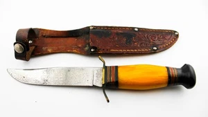 ANTICO COLTELLO E FODERO DA CACCIA USA KINFOLKS MY65 - Foto 1 di 5