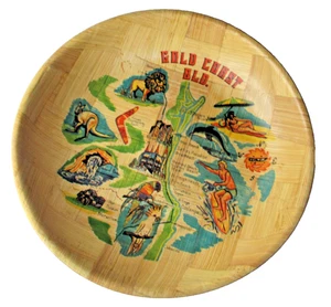 Vintage Gold Coast QLD Bamboo Souvenir Bowl – 1970s Australiana Decor - Bild 1 von 6