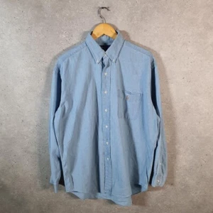 Vintage Ralph Lauren Button Down Shirt Men’s Medium Blue Big Shirt Denim Casual - Picture 1 of 8