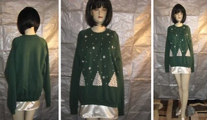 SUNBELT Winter holidays Sweatshirt pine green Long Sleeve trees+snow women XL - Picture 1 of 10