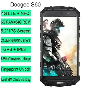 4G Smartphone Wireless Charge 5580mAh 12V2A DOOGEE S60 Mobile Black/Silver - Picture 1 of 12