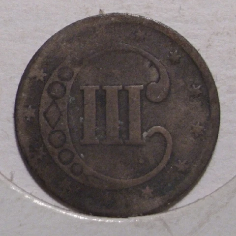 1851 Three Cent Silver Coin , Good Cover