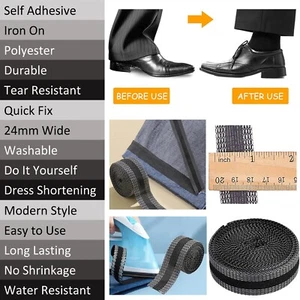 Pantalones de jean autoadhesivos acortados con cinta adhesiva fácil de hierro en cinta adhesiva pasta para la boca - Imagen 1 de 12