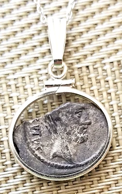 Brutus Julius Caesar's Assassin Ancient Roman Denarius Coin Necklace with COA - Image 1 of 4