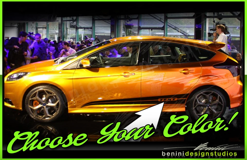 Side Door Rocker Racing Stripes Decals Fits- 2011-2018 Ford Focus RS ST Base - Изображение 1 из 2