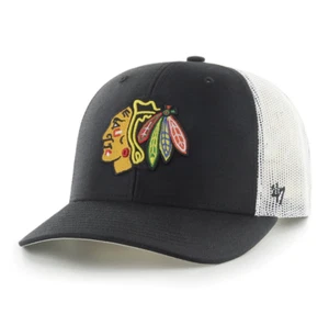 Chicago Blackhawks '47 Brand Black Trucker Adjustable Hat - Picture 1 of 2