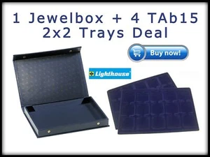 Cartella espositore monete faro portagioie portagioie con 4 vassoi 2x2/quadrum - Foto 1 di 6