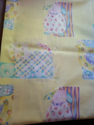 Sewing Fabric Covington 1ydx56" Yellow Patchwork Pastel Baby Animals Yellow Blue - Image 1 of 4