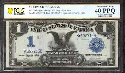 1899 $1 SILVER CERTIFICATE STAR NOTE FR.229* BLACK EAGLE PCGS EF 40 PPQ (715B) - Image 1 of 2