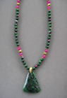 Beautiful Ruby in Zoisite Pendant Necklace with Ruby in Zoisite Beads