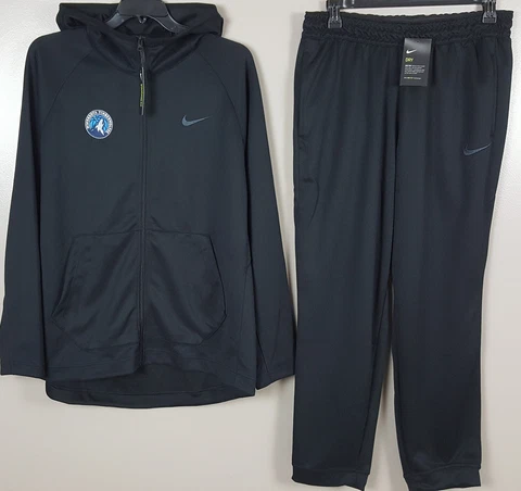 NIKE MINNESOTA TIMBERWOLVES TEAM ISSUED SWEATSUIT HOODIE + PANTS BLACK (SIZE XL) Cover