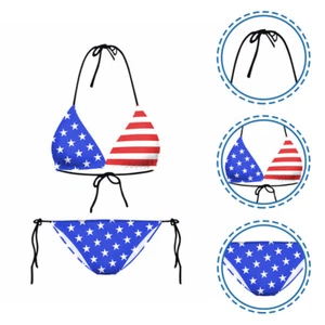 1 Juego de Bikini Bandera Americana para Mujer Triángulo Traje de Baño Moda Traje de Baño - Imagen 1 de 11