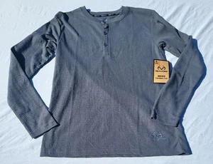 Realtree Shirt Men's Small Gray Knit Long Sleeve Henley Pullover Cotton Outdoor - Picture 1 of 9