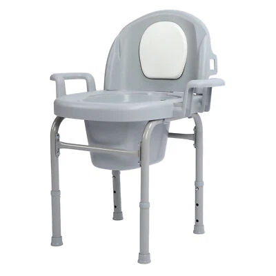 Portable Bedside Commode Chair 3 Adjustable Heights Mobile Toilet With ZZ1 - Image 1 of 4
