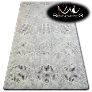 VERY THICK AND DENSELY WOVEN ACRYLIC, WOOL RUGS "PATARA" Honeycomb cream CARPETS - Picture 1 of 1