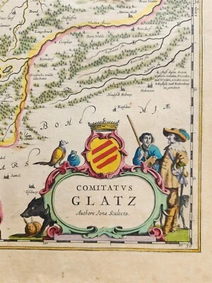 1640 MAP of POLAND KLADSKO GLATZ by WILLEM BLAEU antique AUTHENTIC hand colored - Image 1 of 4