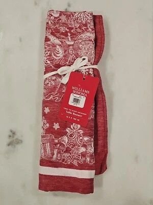 Williams Sonoma Twas la Noche Antes de Navidad JACQUARD CORREDOR DE MESA 16X108 NUEVO Foto 1 de 3