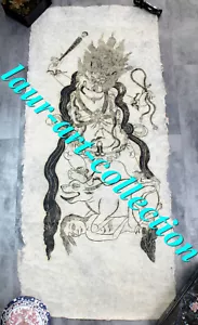 GRAVURE A ENCRE DE CHINE SUR PAPIER JAPON, DE RIZ WASHI DIVINITE HINDOU 100x46cm - Picture 1 of 1