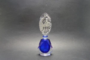 Botella de perfume checa Art Deco cristal cristal Dauber dama con intaglio de pavo real - Imagen 1 de 8