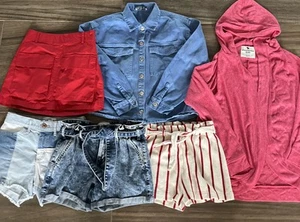 GIRLS BUNDLE ZARA & ABERCROMBIE FITCH Shorts Denim Jacket Skirt Cardigan 11/12 - Picture 1 of 7