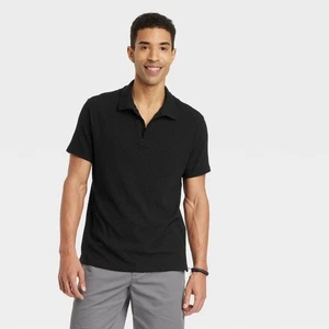 NWT: Goodfellow & Co Men's Shirt Black Regular Fit Johnny Collared Polo Knit-XL - Picture 1 of 1
