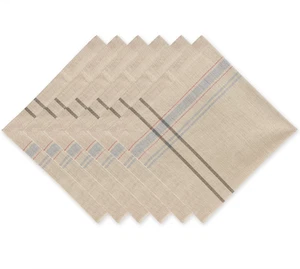 DESIGN IMPORTS DII GREY FRENCH STRIPE BEIGE DINNER NAPKIN 20" 6 PCS COTTON NEW - Picture 1 of 4