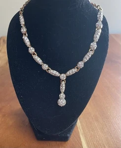 Swarovski Crystal Drop Necklace Gold Tone Swan Signed 18" - Picture 1 of 3