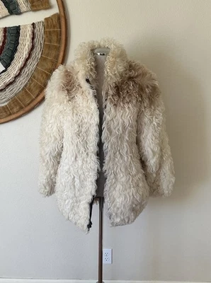 Vintage 1970s Curly Mongolian Lamb Fur Coat Glam Woman's M - Image 1 of 4