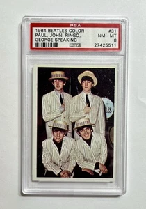 1964 Topps Beatles Color #31 PSA 8 NM-MINT George Speaking, Harrison John Lennon - Bild 1 von 4
