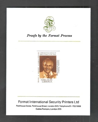 Liberia 1999 USA UN Summit Argentina President Fernando De La Rua Proof MNH - Image 1 of 2