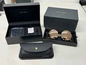 Linda Farrow 313 C3 Round Sunglasses - Yellow Gold - Picture 1 of 12