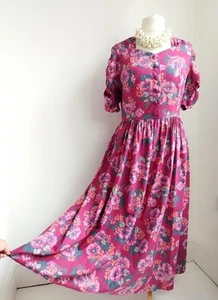 LAURA ASHLEY Dress Floral CottageCore Tea Dress Made In GB Vintage UK 16 (12/14) - Picture 1 of 9