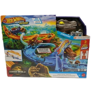 Hot Wheels Toy Car Track Set RacerVerse Jurassic World Crash & Splash Playset - Picture 1 of 8