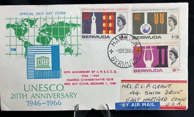 1966 Barbados  UNESCO 20th Anniversary 1946-1966 First Day Cover 3x stamps - Image 1 of 4
