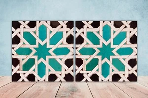 Azulejos Cerámicos Marroquíes con Diseño Marroquí Juego de 2 Azulejos Salpicadero, Alicatado - Imagen 1 de 2