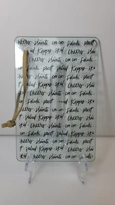 Glass Cutting Board Clear with Black Writing for Bar Area Hangs 9 x 6'' - Picture 1 of 2