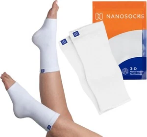 Compression Socks (Pair) - Nylon & Spandex Toeless Support for Medium, White  - Picture 1 of 8