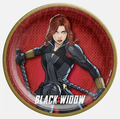 Platos de postre Marvel Avengers Black Widow ~ (8ct) suministros de fiesta de cumpleaños para niños Foto 1 de 4